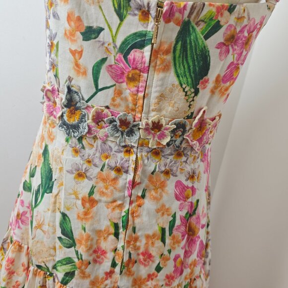 Lima Jardiniera Tiered Floral Linen Maxi Dress - Picture 12 of 15